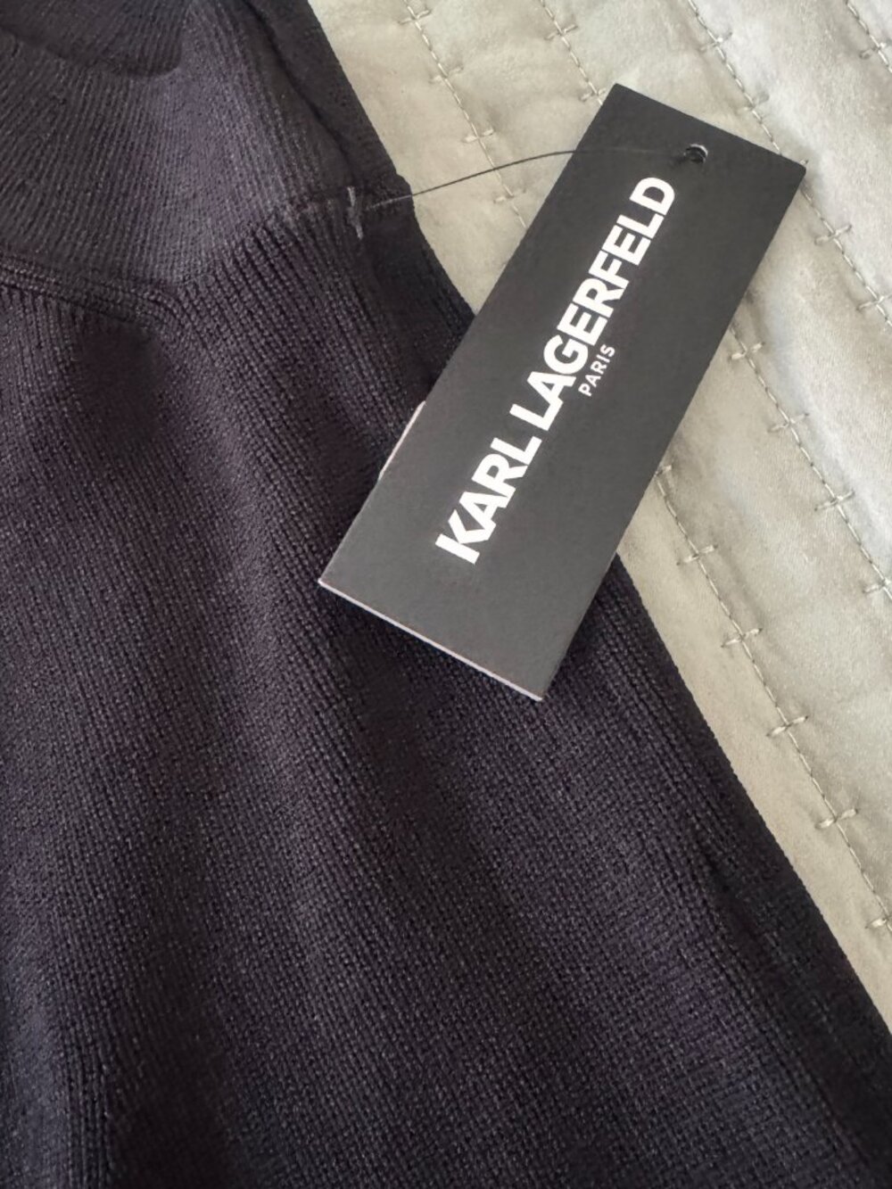Karl Lagerfeld Paris Logo Strap Sweater Tank Top, Black - Picture 7 of 9